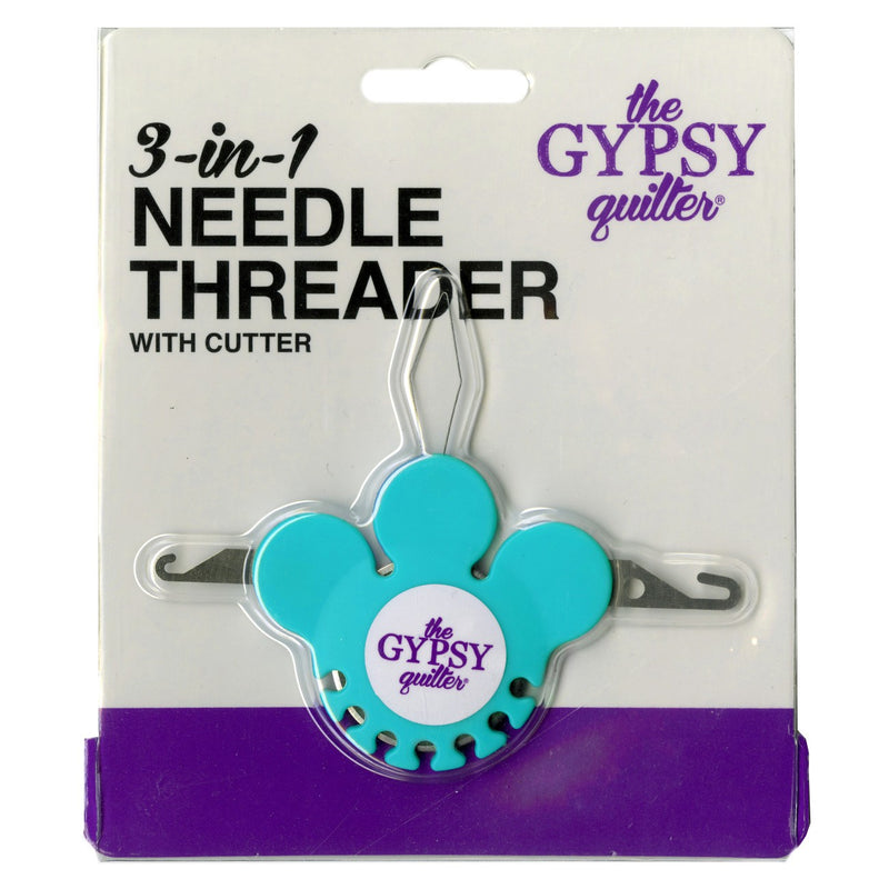 The Gypsy Quilter 3 In 1 Needle Threader with Cutter Picture of Threader Shown in Packaging TGQ142