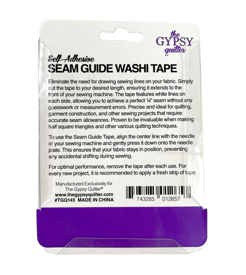 Seam Guide Washi Tape The Gypsy Quilter Picture of Back of Package TGQ145