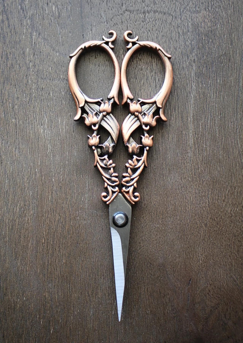 Tulip Garden Scissors in antique copper