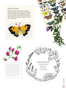 Illustrated butterfly design with floral elements and text on a white background from the book "Alice's Country Diary Quilt".
