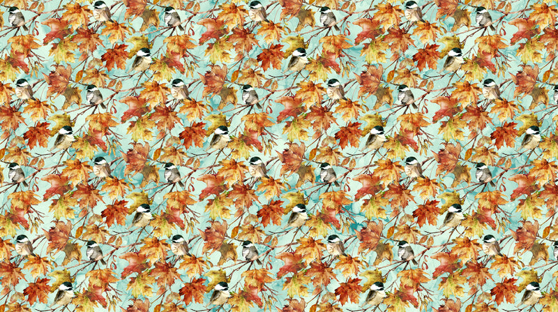 Autumn Breeze DP28057-62 Turq Multi Birds by Deborah Edwards and Melanie Samra for Northcott.
