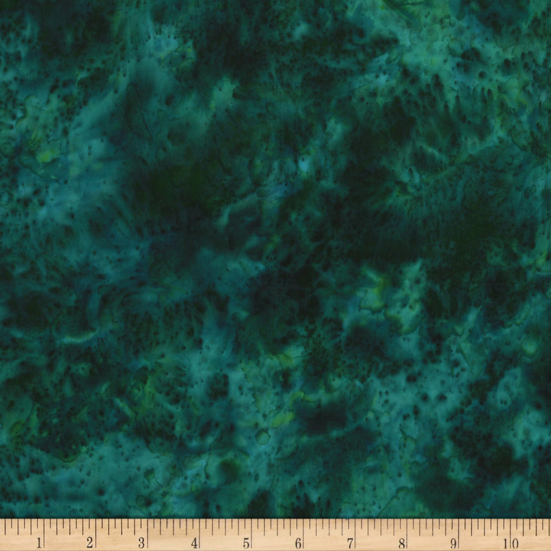 Autumn Falls Batik 844-61 Turquoise by Hoffman Fabrics.