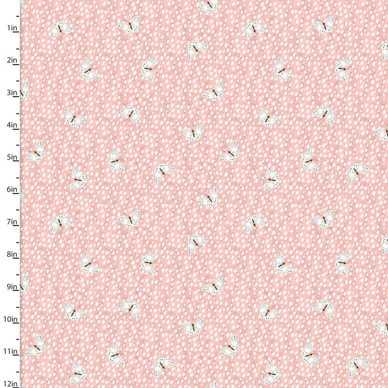 Baby in Bloom Flannel 21676-PNK-CTN-D Fluttering Fawn Pink by Jo Taylor for 3 Wishes Fabric