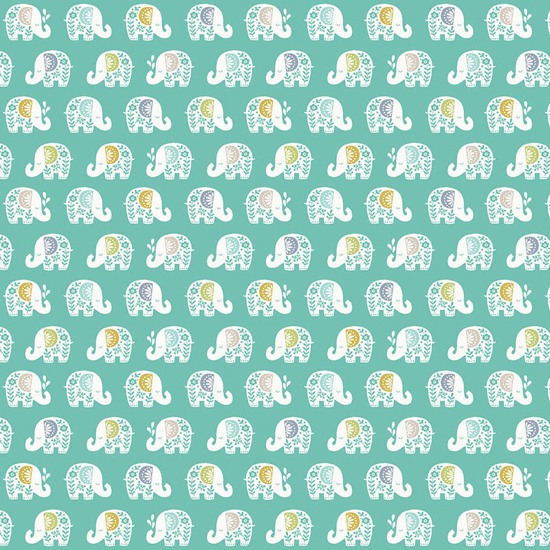 Baby Safari TP-2449-T Teal Elephants by Makower