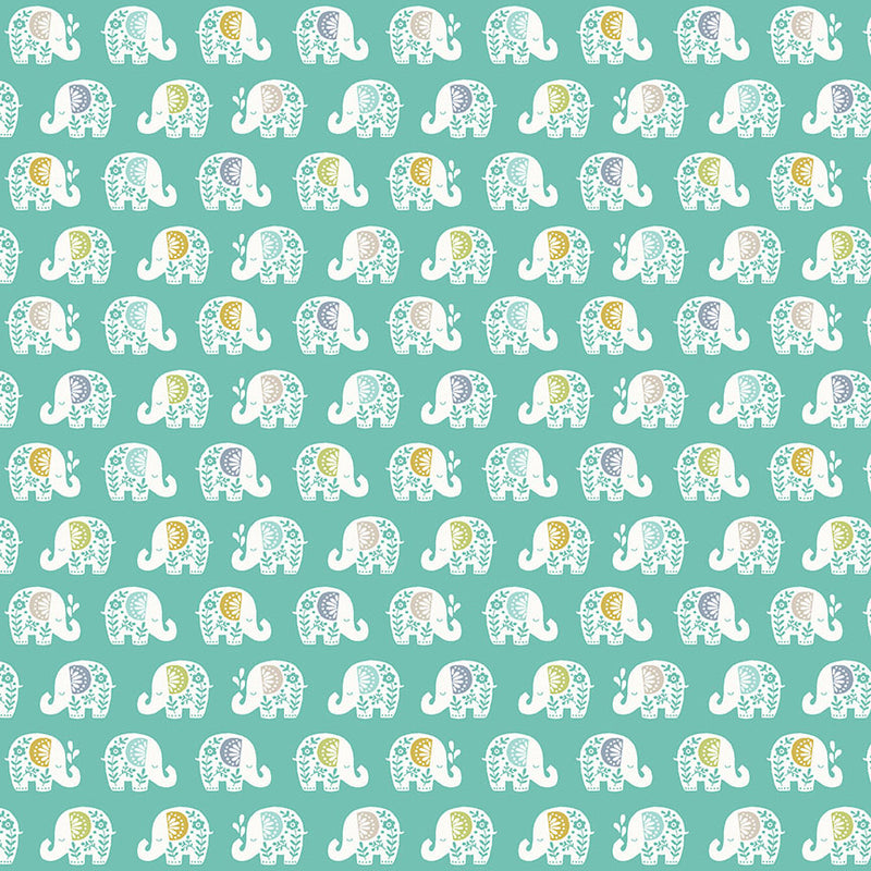 Baby Safari TP-2449-T Teal Elephants by Makower