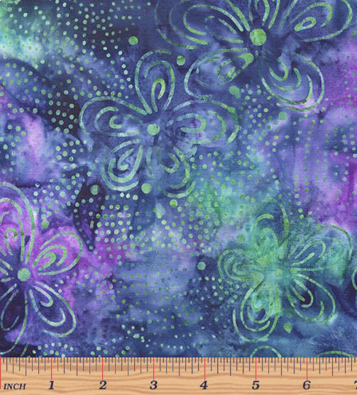 Bali Blooms 9151-46 Simple Blooms Forest/Violet by Benartex