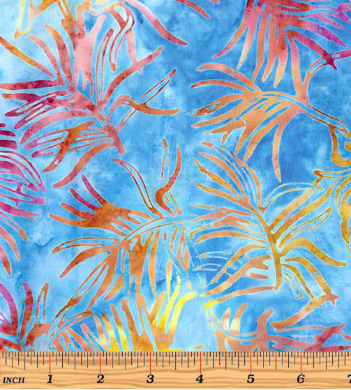 Bali Hawaii 2 9174-50 Palm Fronds Blue by Benartex