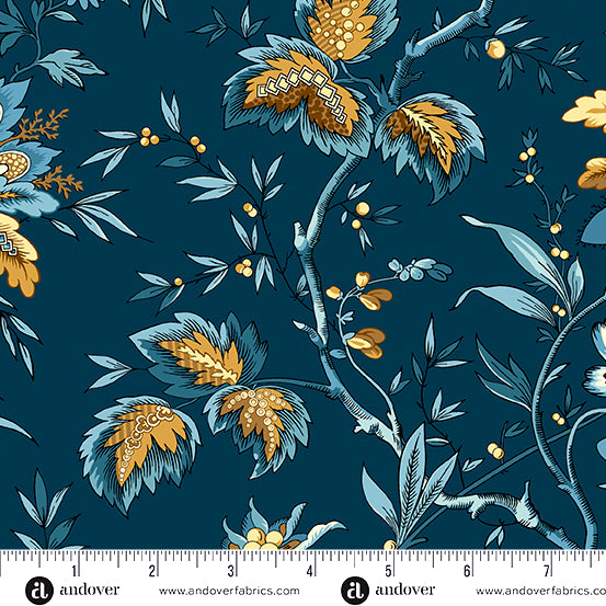 Beach House A-1163-B Midnight Ariel by Edyta Sitar for Andover Fabrics