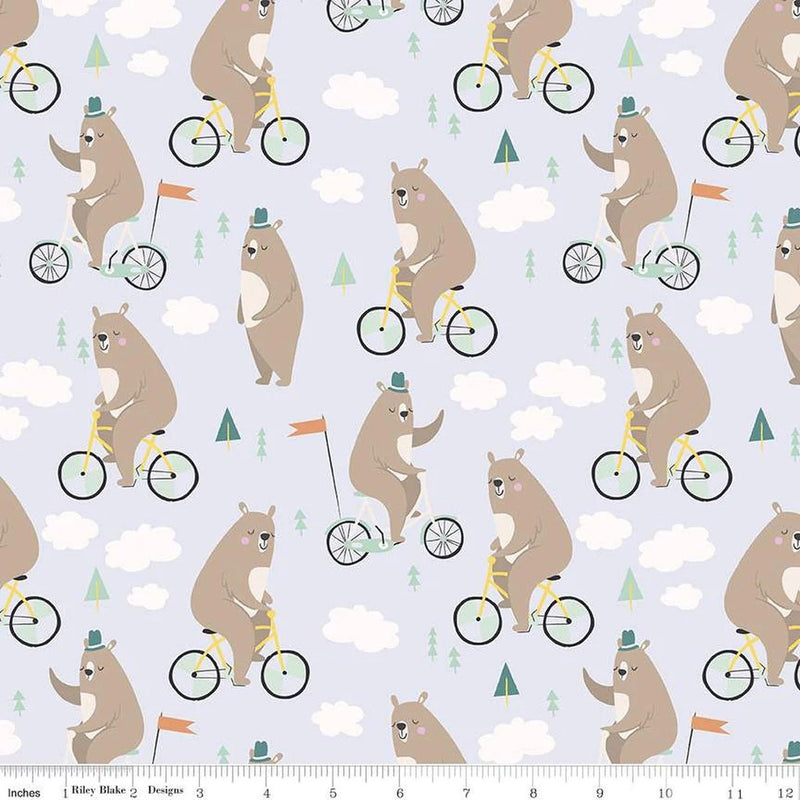 Bear on a Bike Flannel F12002-LAVENDER by My Mind's Eye for Riley Blake Designs