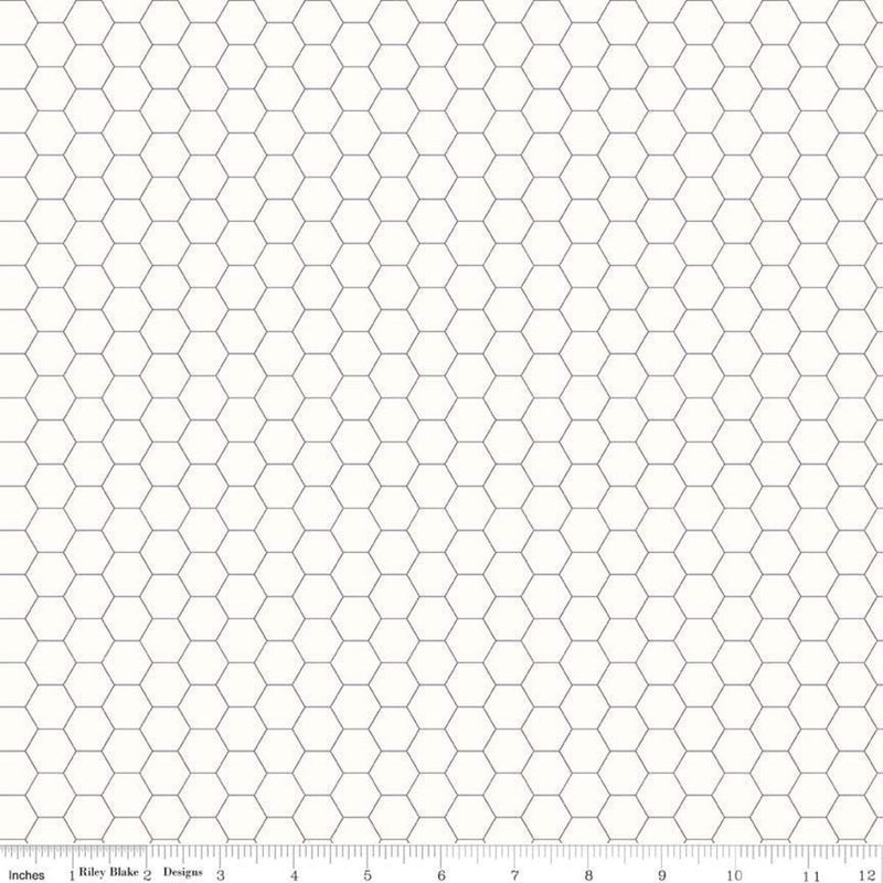 Bee Backgrounds C6387-GRAY Honeycomb by Lori Holt for Riley Blake Designs