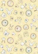 Bella Bunny & Bear A649.2 Bella & bear faces on yellow by Lewis & Irene