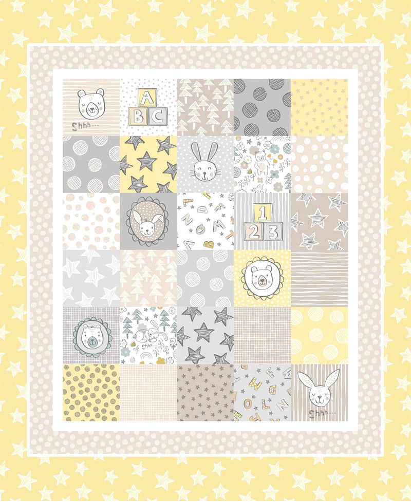 Bella Bunny & Bear Panel A650.3 Bella bunny & bear cot quilt yellow by Lewis & Irene