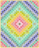 Besties Road Trip colorful patchwork quilt with a floral design in the center.