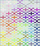 Big Charmer Colorful quilt with cross patterns on a light background.