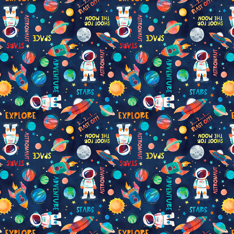 Blast Off! 2789-77 Navy Astronauts Planets and Rockets by Courtney Morgenstern for Blank