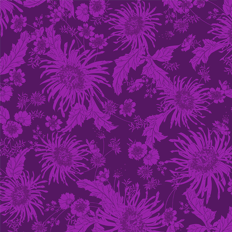 Bloom 108" 5838-55 Purple Floral Two Tone by Chelsea DesignWorks for Studio e Fabrics