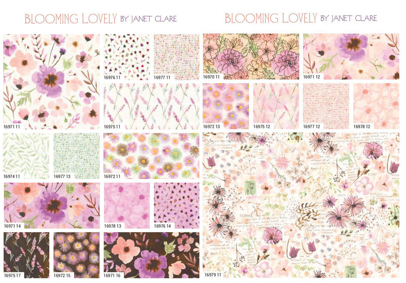 Blooming Lovely Fat Quarter Bundle 16970AB by Janet Clare for Moda
