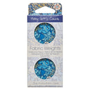 Packaging of Blue Floral Pattern Weights  with floral design on a white background.