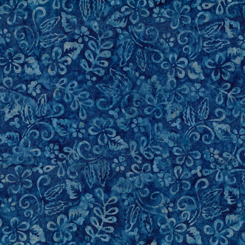 Blue Smoke Batik 1400 22278 474 Denim Plumeria by Wilmington Prints