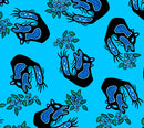 Blueberry Bear CJH-0004 Blue Blueberry and Bear Allover by Cody James Houle for International Textiles