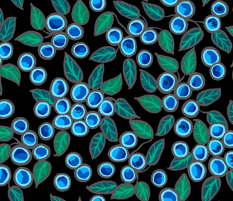 Blueberry Bear CJH-0005 Black Blueberry Allover by Cody James Houle for International Textiles