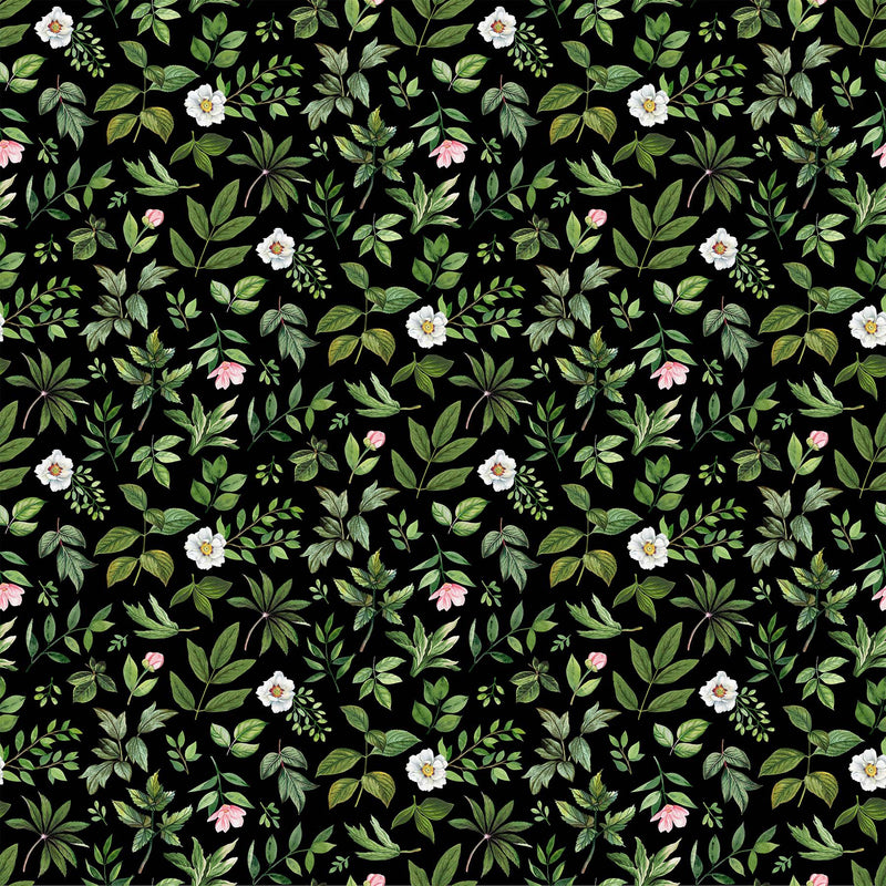 Blush 108" SW25621-99 WB Leaf Toss Black Green by Michel Design Works for Northcott