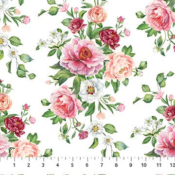 Blush SP25618-10 Floral Bouquet White Multi by Michel Design Works for Northcott