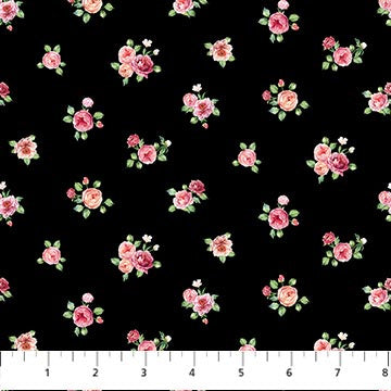 Blush SP25620-99 Mini Floral Spot Black by Michel Design Works for Northcott