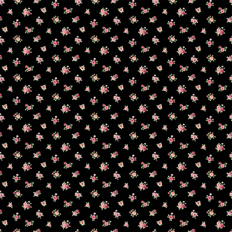 Blush SP25620-99 Mini Floral Spot Black by Michel Design Works for Northcott