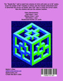 Boggle Box back cover of pattern shows a 3D cube designs and gives fabric requirements.