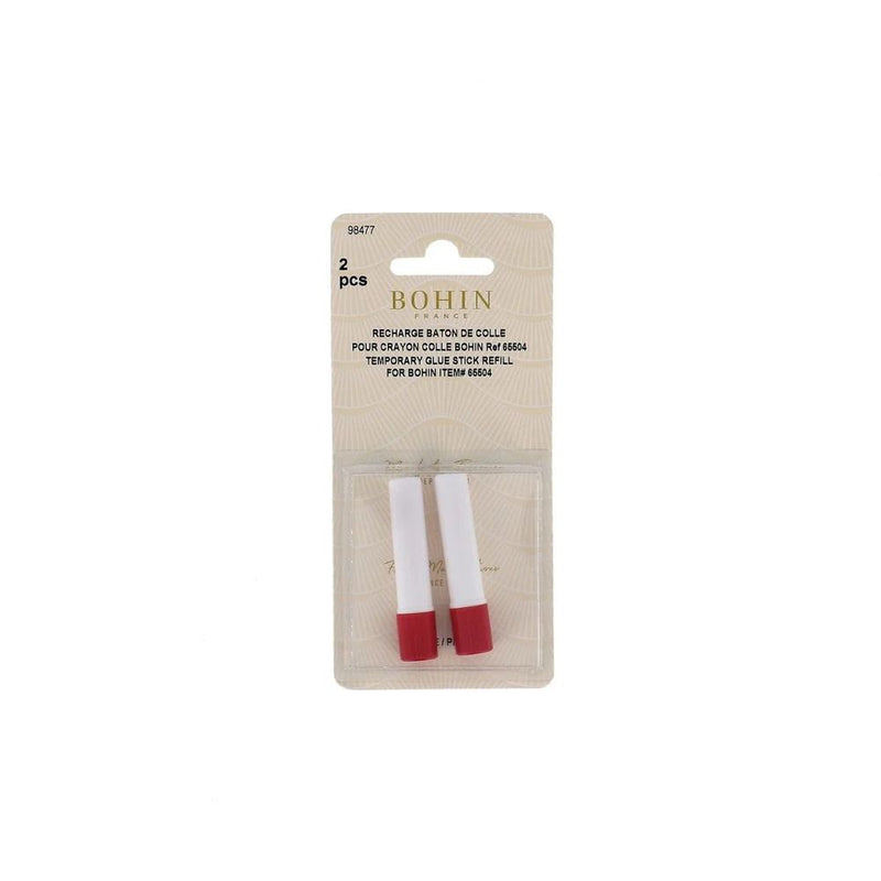 Two refills of Bohin Temporary Glue Stick Pen  Refill shown in packaging on whilte background.