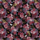 Bones Collection 7113-99 Black Large Floral and Bones by Melissa Wang for Studio e Fabrics
