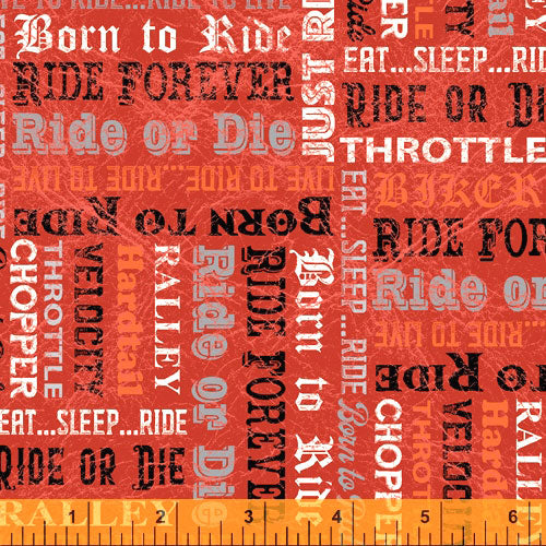 Born to Ride 52243-5 Red Biker Words - Fat Quarter