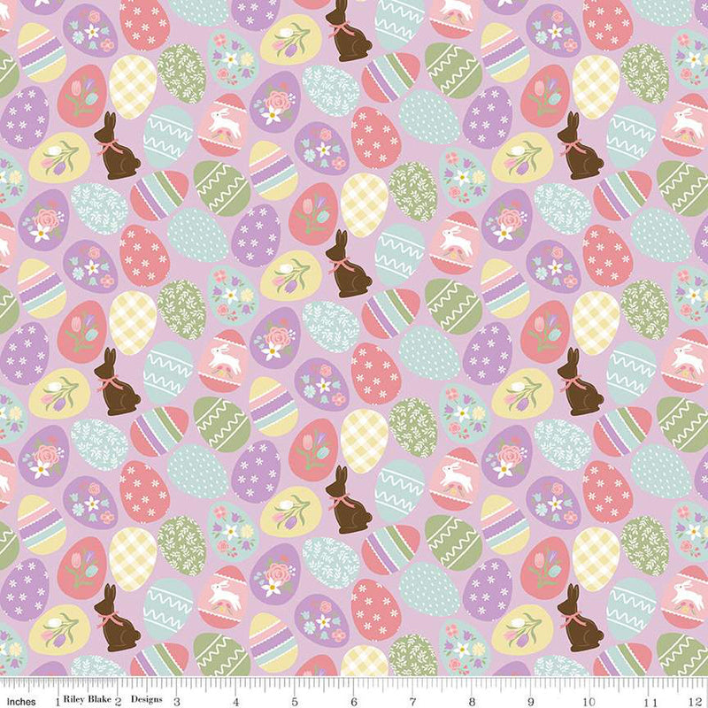 Bunny Trail C14251-LILAC Easter Eggs by Dani Mogstad for Riley Blake Designs