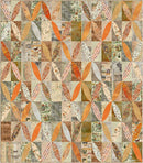 BurnishedPatchwork quilt with geometric pattern in earthy tones.