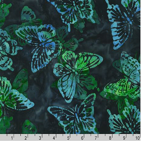 Butterfly Habitat Batik AMD-22382-224 Evergreen by Lunn Studios for Robert Kaufman