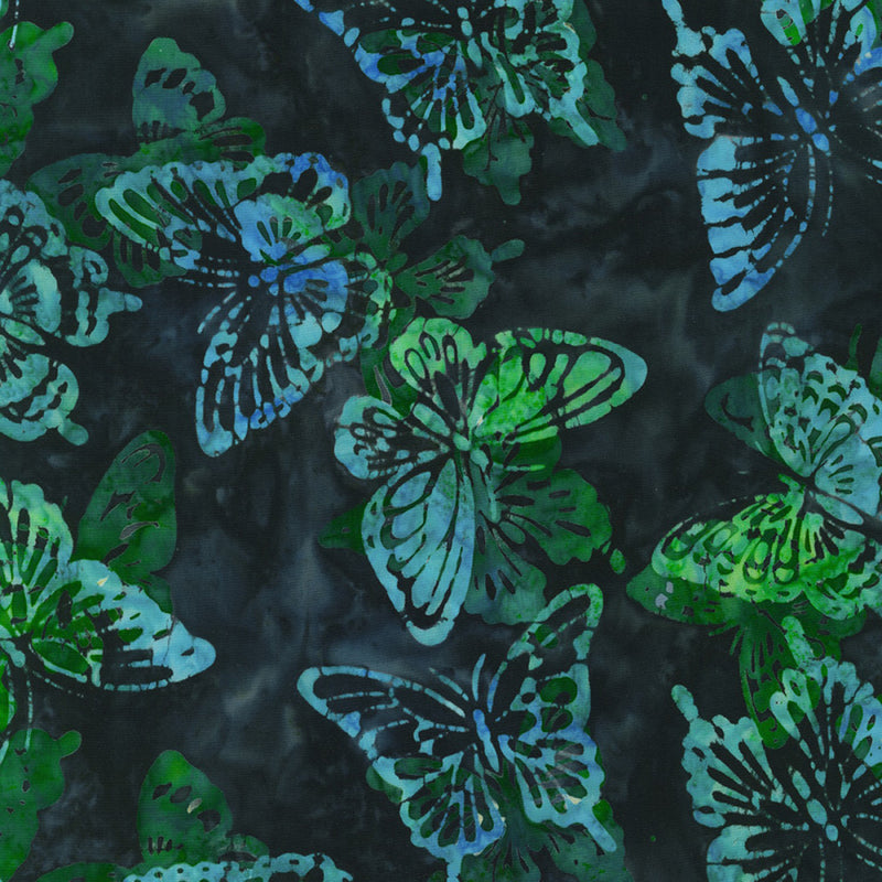 Butterfly Habitat Batik AMD-22382-224 Evergreen by Lunn Studios for Robert Kaufman