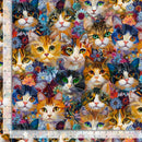 Calico Cat CAT-CD4114 NATURAL Packed Cats & Floral by Timeless Treasures