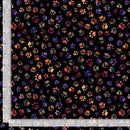 Calico Cat CAT-CD4115 BLACK Floral Paw Prints by Timeless Treasures