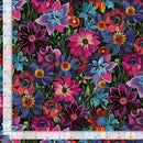 Calico Cat FLEUR-CD4116 BLACK Forest Floral by Timeless Treasures