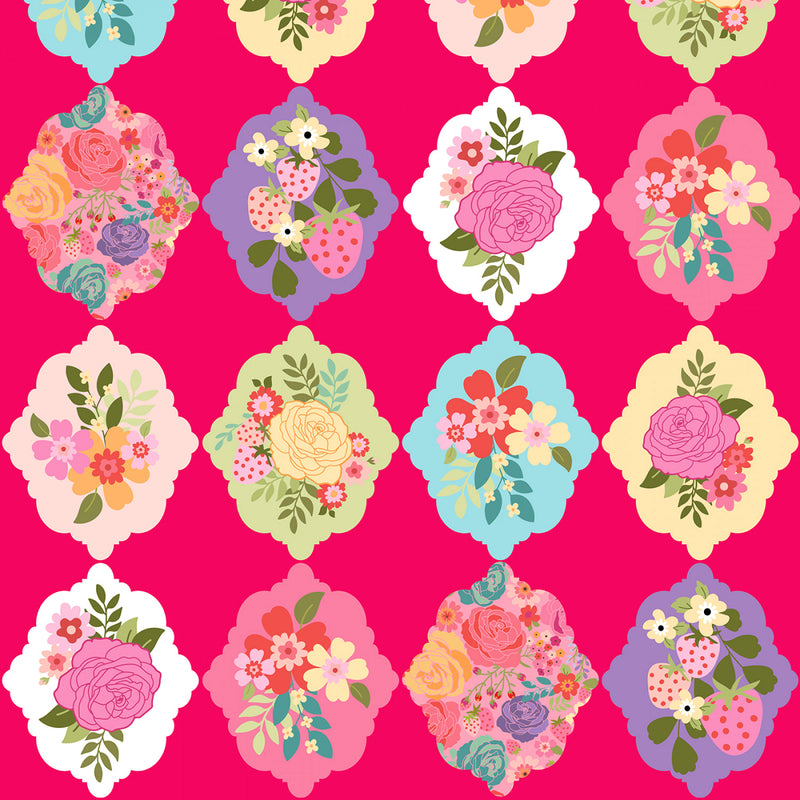 Calico Cowgirls CW24805 Wallpaper Roses Dk Pink by Lori Woods for Poppie Cotton