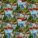 Canoe Lake DP29232-44 Scenic Blue Multi by Iosif Derecichei for Northcott