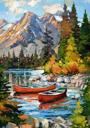 Canoe Lake Panel DP2920-44 Panel Blue Multi by Iosif Derecichei for Northcott