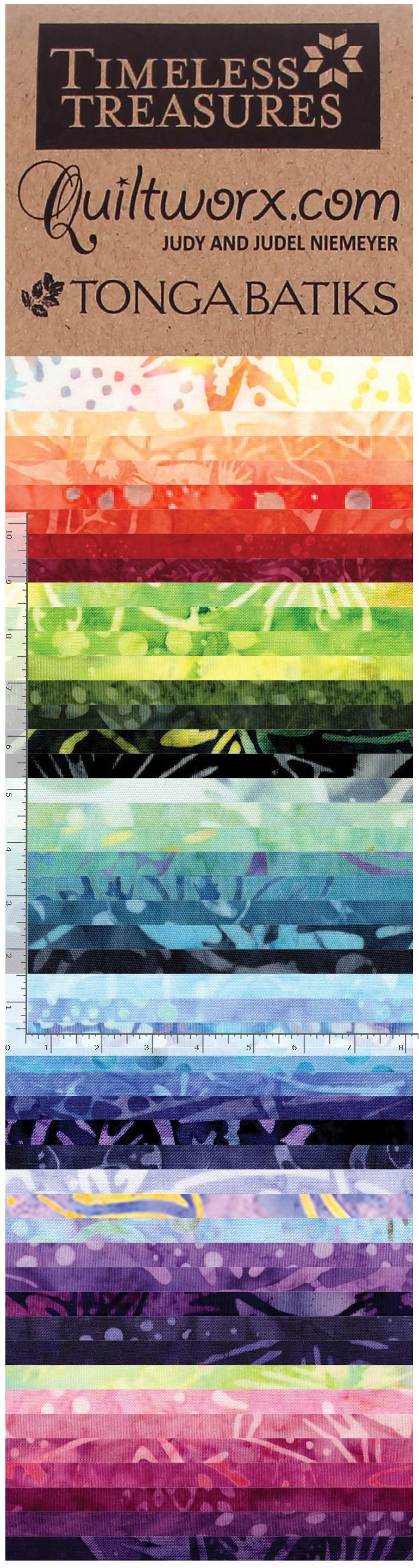 Caribbean Reef Batik Strip Pack TONGASTRIP48-CARIBBEANREEF by Judy and Judel Niemeyer for Timeless Treasures