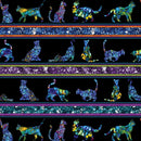 Cat Artistry 16733-12 Stripe Black/Multi by Peggy Collins for Benartex