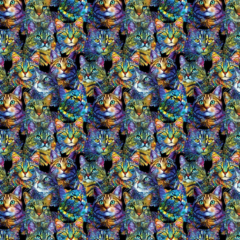 Cat Artistry 16734-99 Portraits Multi by Peggy Collins for Benartex