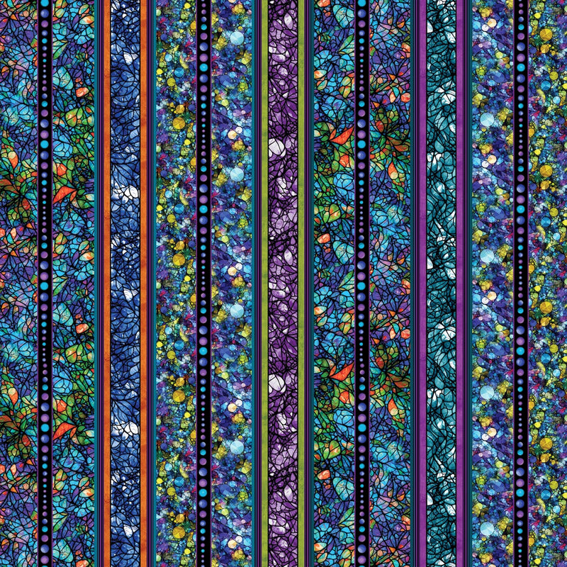 Cat Artistry 16735-99 Fractal Stripe Multi by Peggy Collins for Benartex
