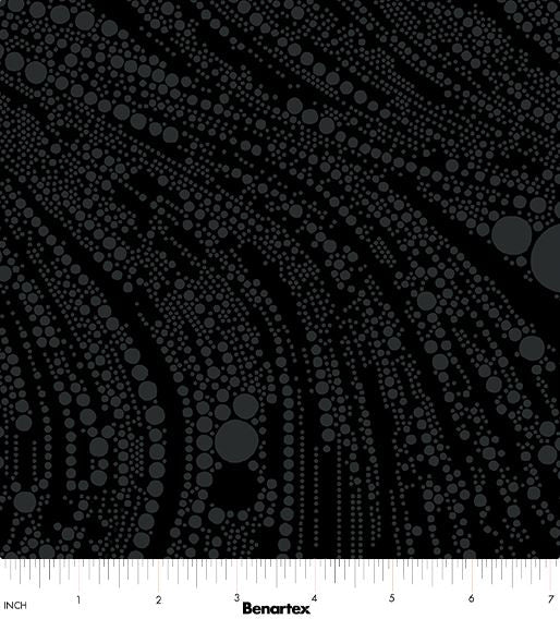 Cat Artistry 16737-90 Circled Swirl Black by Peggy Collins for Benartex