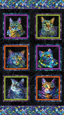 Cat Artistry Panel 16732-12 Panel Black/Multi by Peggy Collins for Benartex