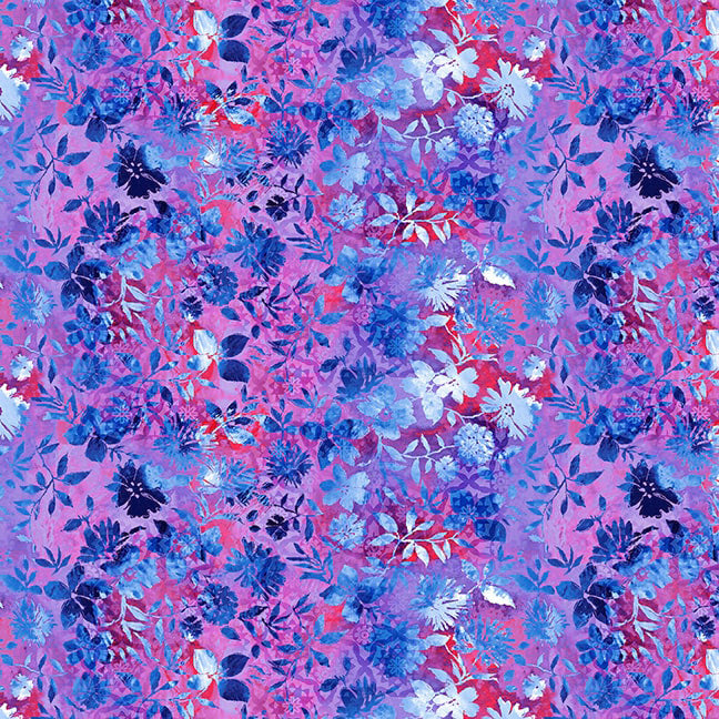 Chantal 3121-55 Purple Watercolor Floral by Satin Moon Designs for Blank Quilting